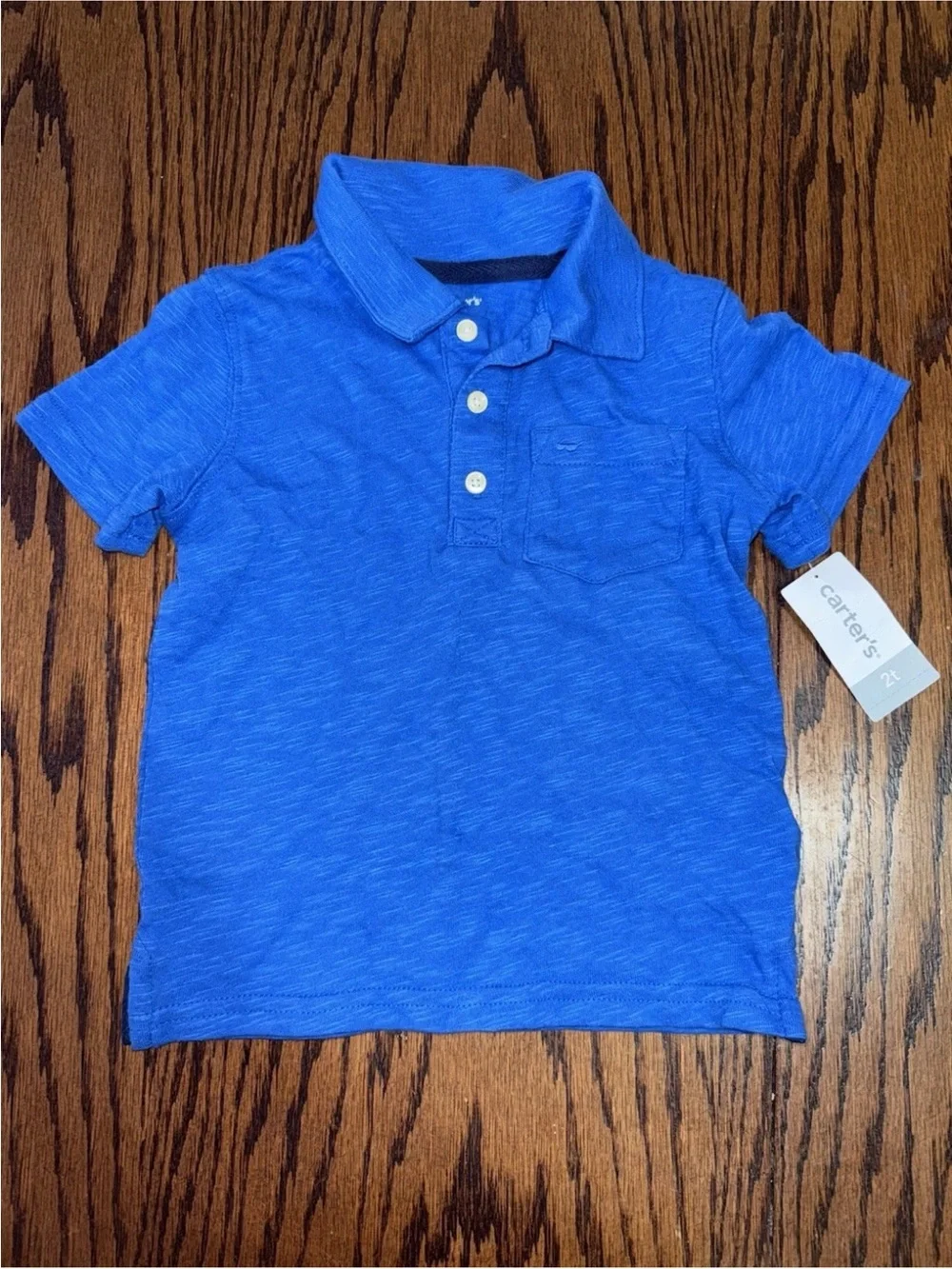 NWT Boys 2T Carters Short Sleeved Blue Polo Shirt pocket sunglasses